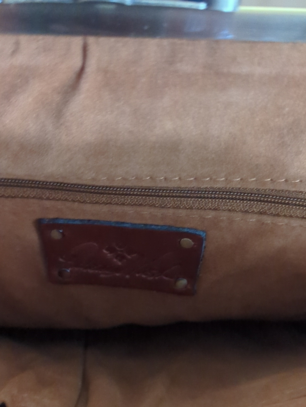 Patricia Nash Tan Embroidered Satchel with Red & Navy Accents - Picture 5 of 6